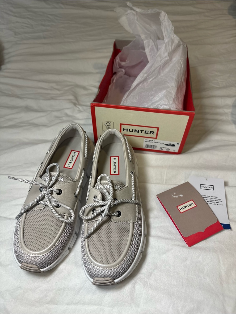 Hunter Women's Taupe Lace-Up Boat Sneakers